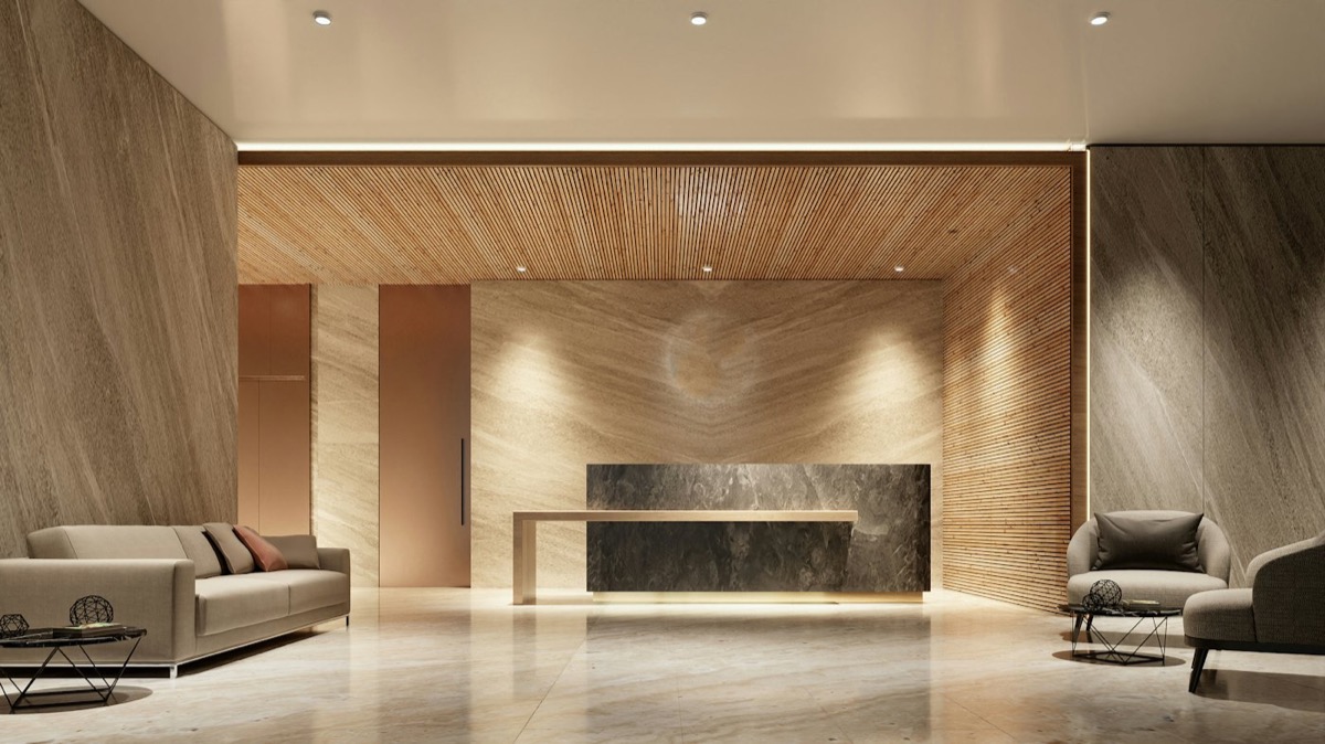 Recepción de un edificio de oficinas
